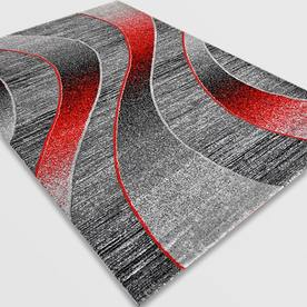 Модерен килим Ирис 582 сив червен