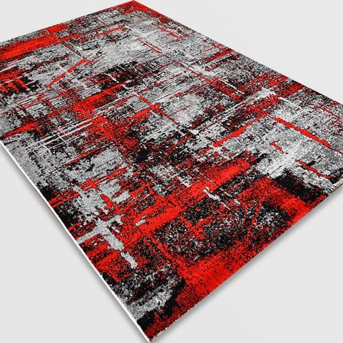 Модерен килим Ирис 595 сив червен